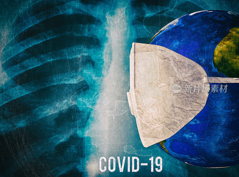 地球上戴口罩的人肺x光片- Covid-19